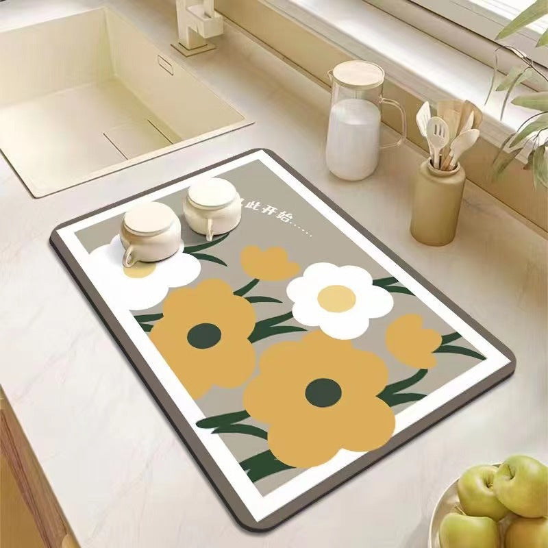 Decorative Kitchen Floor Mat Green Yellow Pink | High & Bury