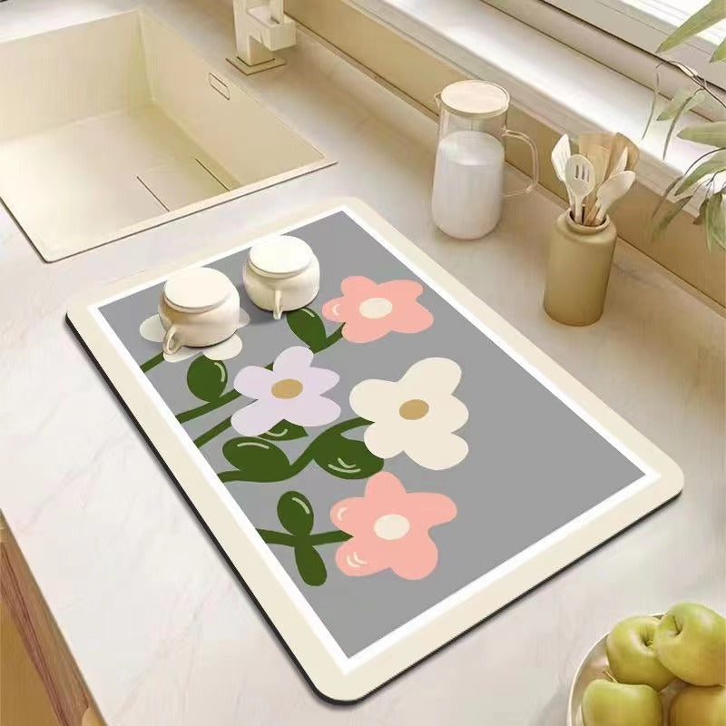 Decorative Kitchen Floor Mat Green Yellow Pink | High & Bury
