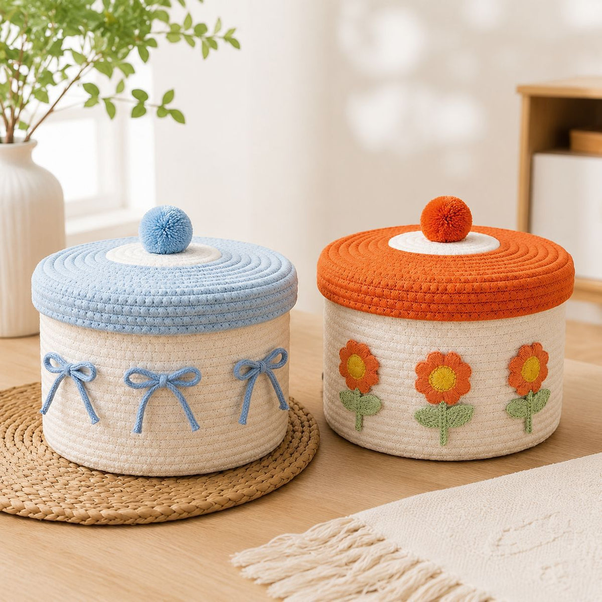 Decorative Knitted Storage Container | High & Bury