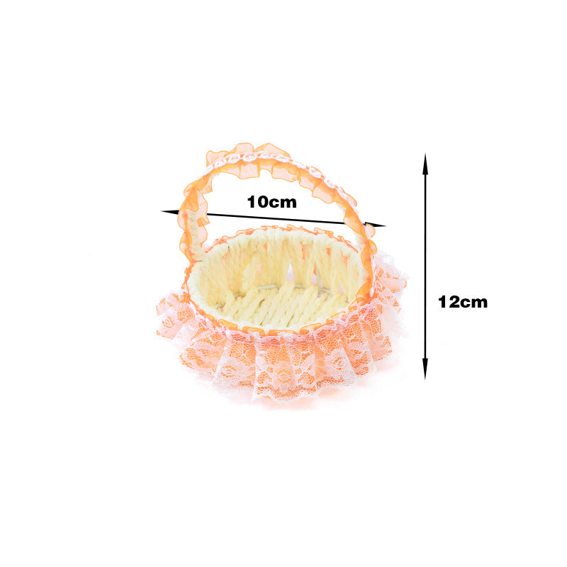 Decorative Lace Trim Woven Basket | High & Bury