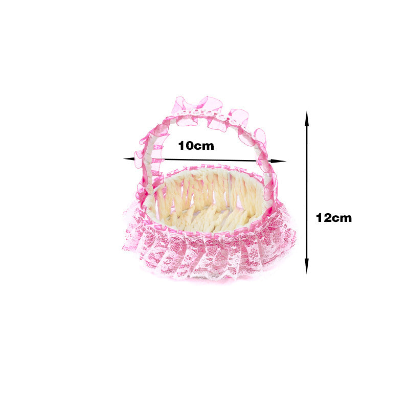 Decorative Lace Trim Woven Basket | High & Bury