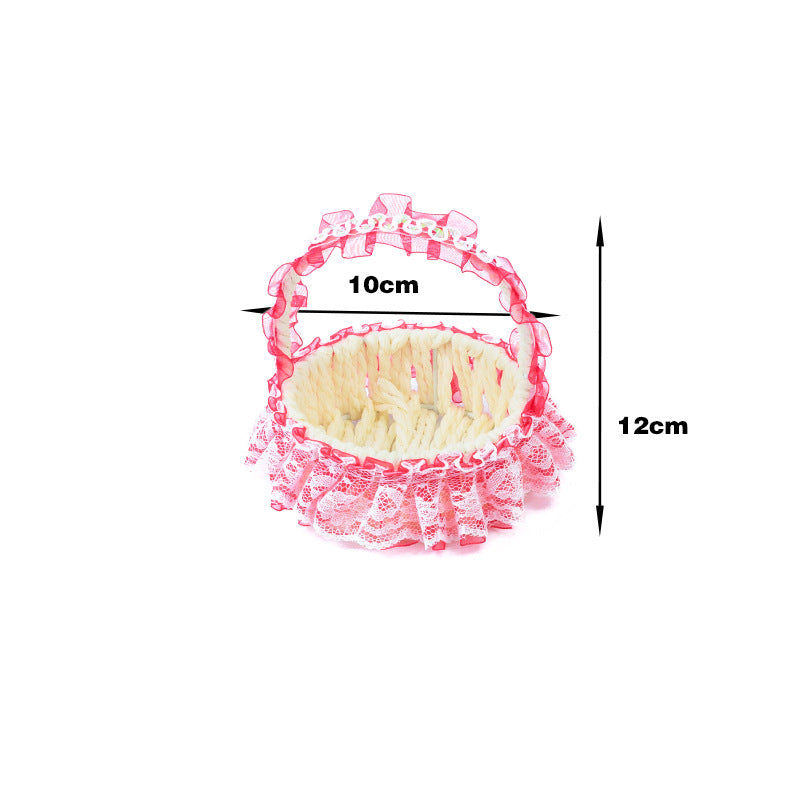 Decorative Lace Trim Woven Basket | High & Bury