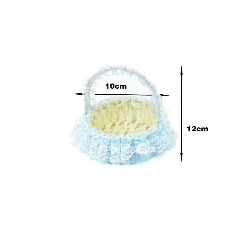 Decorative Lace Trim Woven Basket | High & Bury