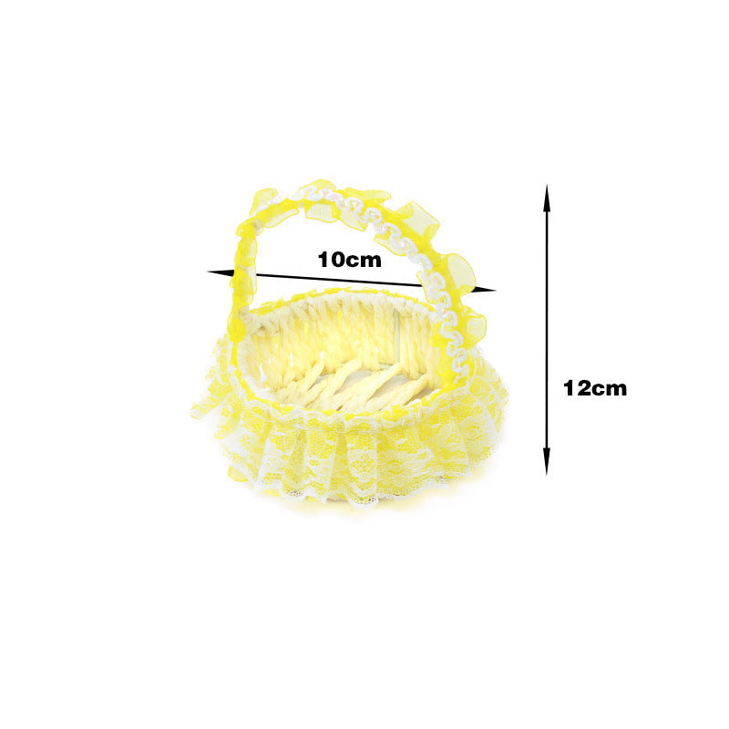 Decorative Lace Trim Woven Basket | High & Bury
