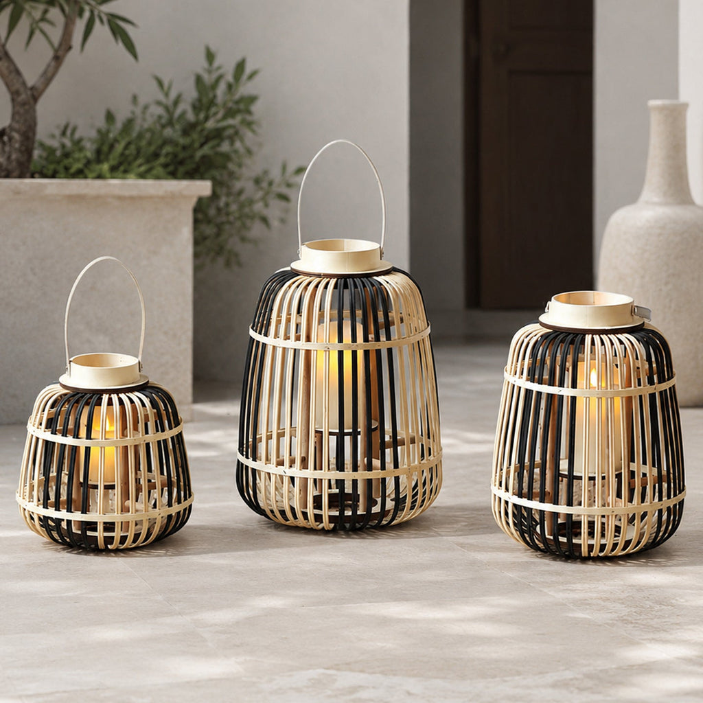 Decorative Lantern Bamboo LED Illuminated | High & Bury