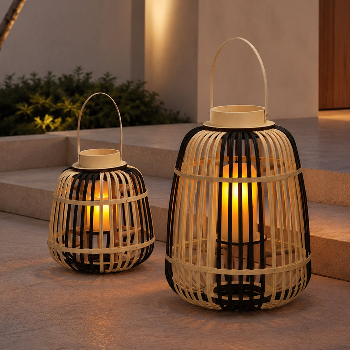 Decorative Lantern Bamboo LED Illuminated | High & Bury