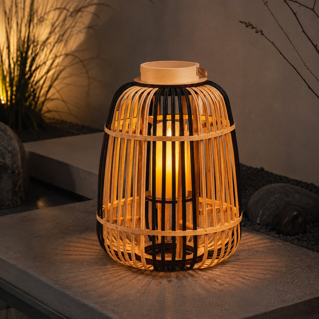 Decorative Lantern Bamboo LED Illuminated | High & Bury