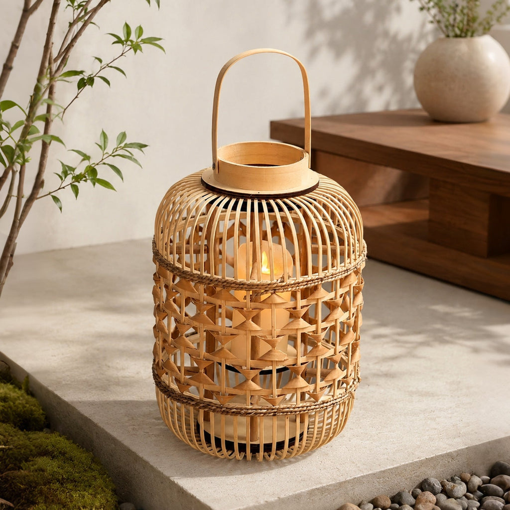 Decorative Lantern made of Woven Bamboo | High & Bury