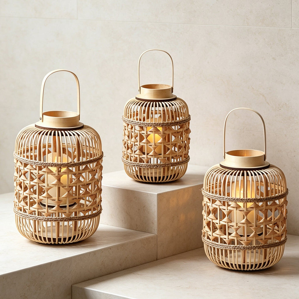 Decorative Lantern made of Woven Bamboo | High & Bury