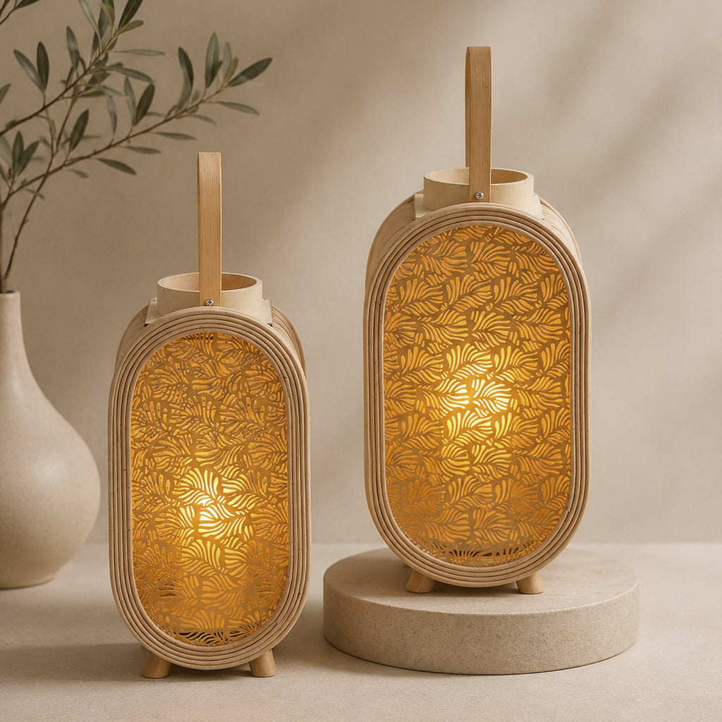 Decorative Lantern Stand Wood Handcrafted | High & Bury
