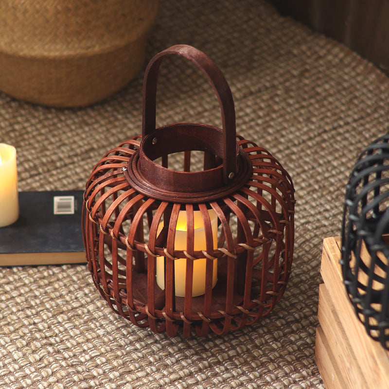 Decorative Lantern Woven Natural Fiber Metal | High & Bury