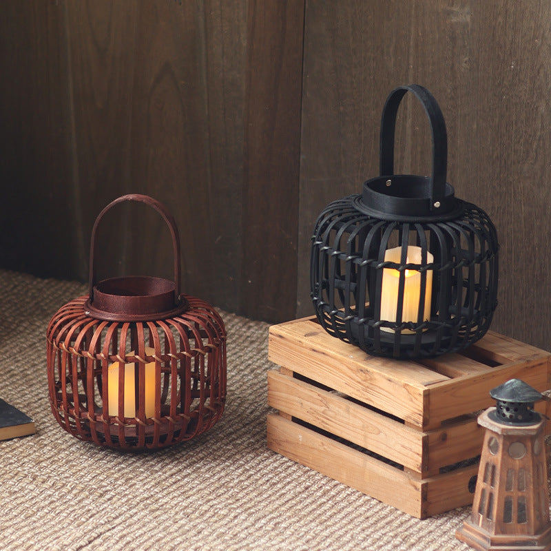 Decorative Lantern Woven Natural Fiber Metal | High & Bury