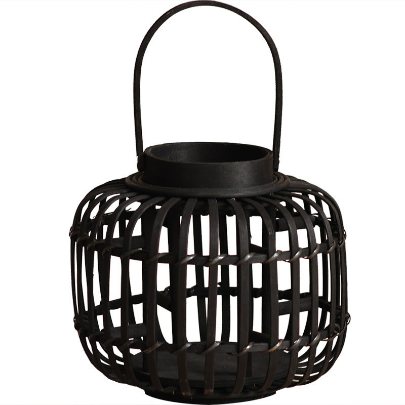 Decorative Lantern Woven Natural Fiber Metal | High & Bury