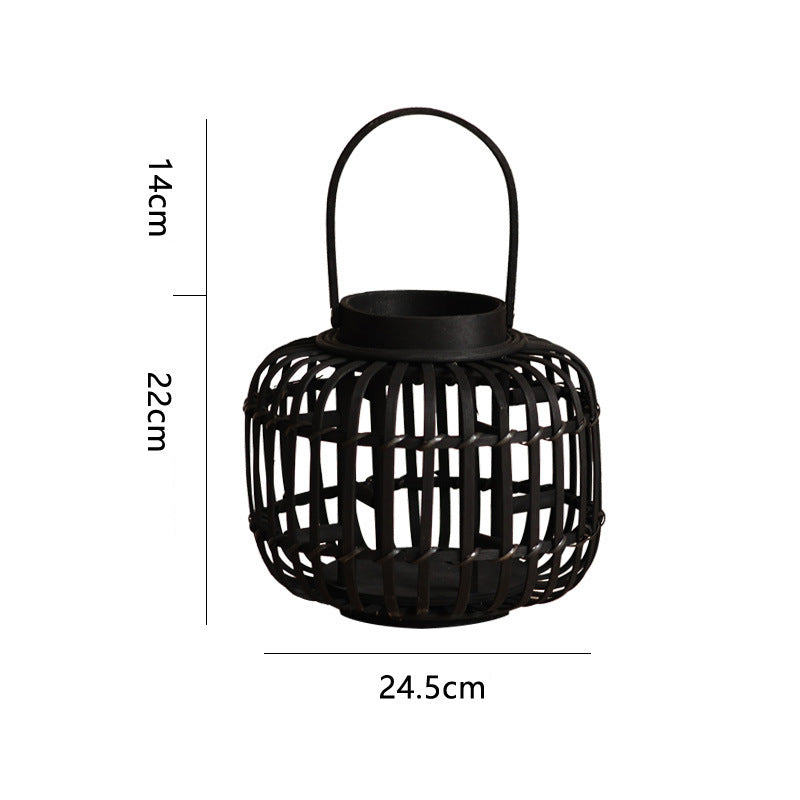 Decorative Lantern Woven Natural Fiber Metal | High & Bury