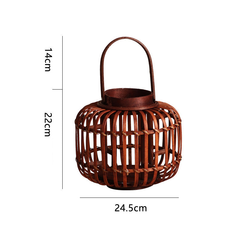 Decorative Lantern Woven Natural Fiber Metal | High & Bury