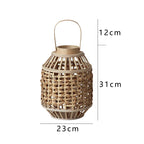 Decorative Lantern Woven Natural Fiber Wood | High & Bury