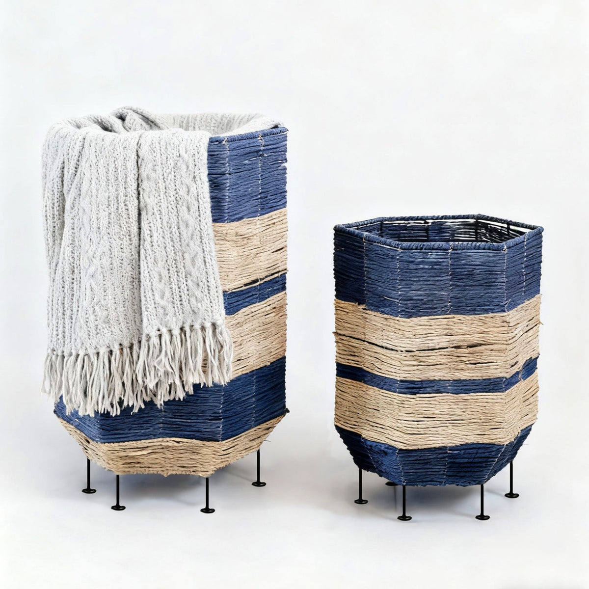 Decorative Laundry Basket with Metal Legs | High & Bury