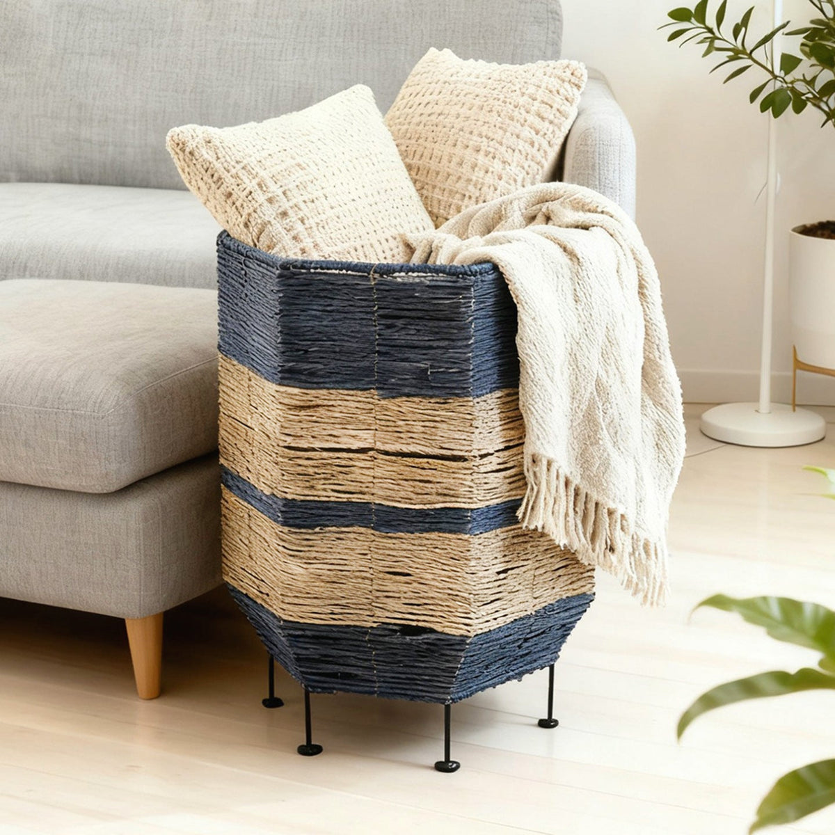 Decorative Laundry Basket with Metal Legs | High & Bury