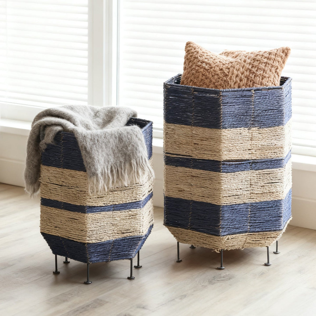 Decorative Laundry Basket with Metal Legs | High & Bury