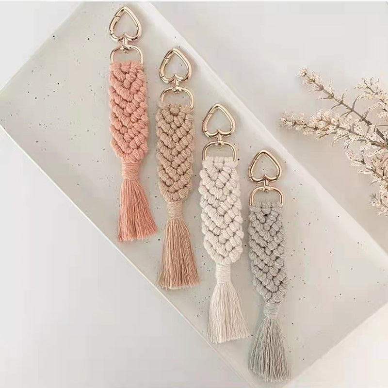 Decorative Macrame Keychain Holder Pink Blue | High & Bury