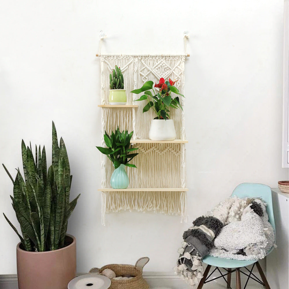 Decorative Macrame Plant Holder with Shelves | High & Bury