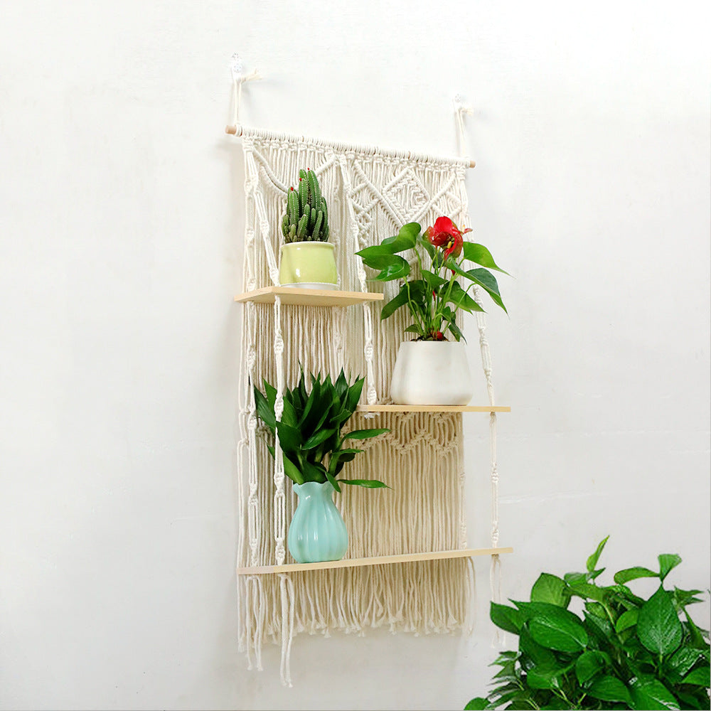 Decorative Macrame Plant Holder with Shelves | High & Bury