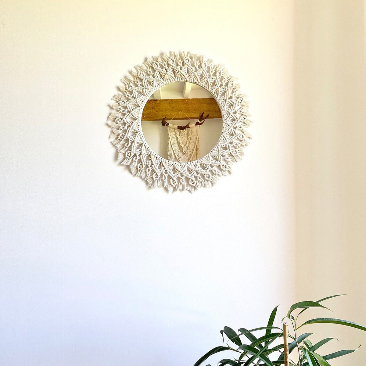Decorative Macrame Round Wall Mirror | High & Bury