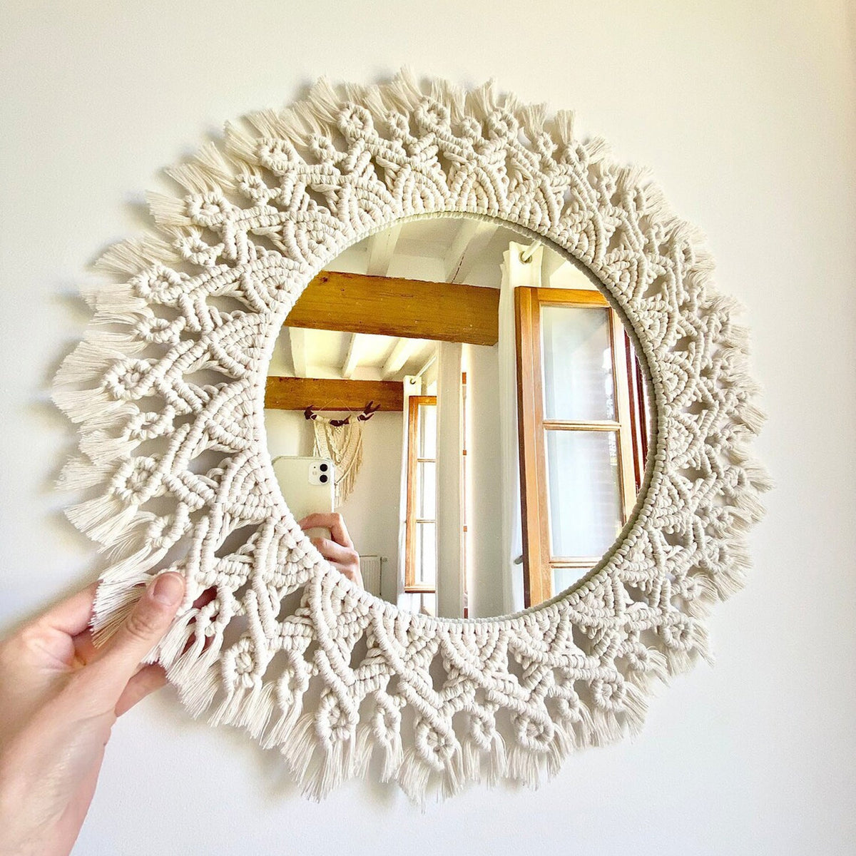 Decorative Macrame Round Wall Mirror | High & Bury