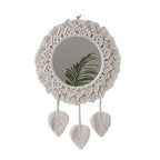Decorative Macrame Round Wall Mirror Leaf 24 Inch | High & Bury