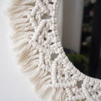 Decorative Macrame Round Wall Mirror Leaf 24 Inch | High & Bury