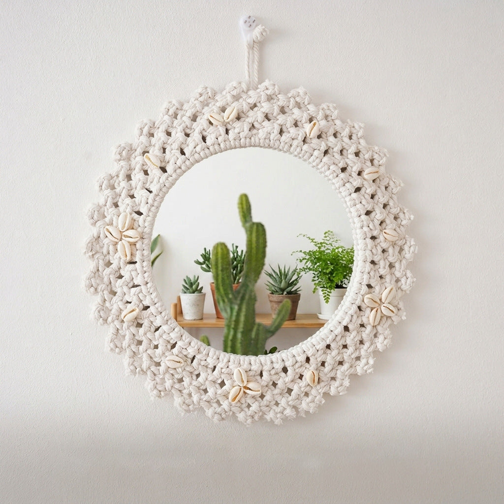 Decorative Macrame Star-Shaped Wall Mirror | High & Bury
