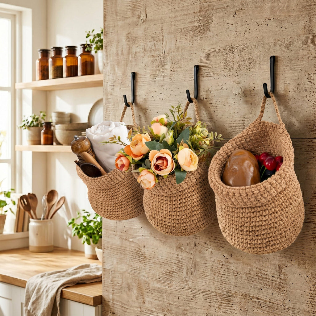 Decorative Macrame Storage Basket Brown | High & Bury