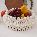 Decorative Macrame Storage Basket Off White | High & Bury