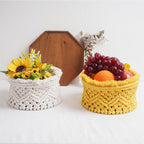 Decorative Macrame Storage Basket Off White Yellow | High & Bury