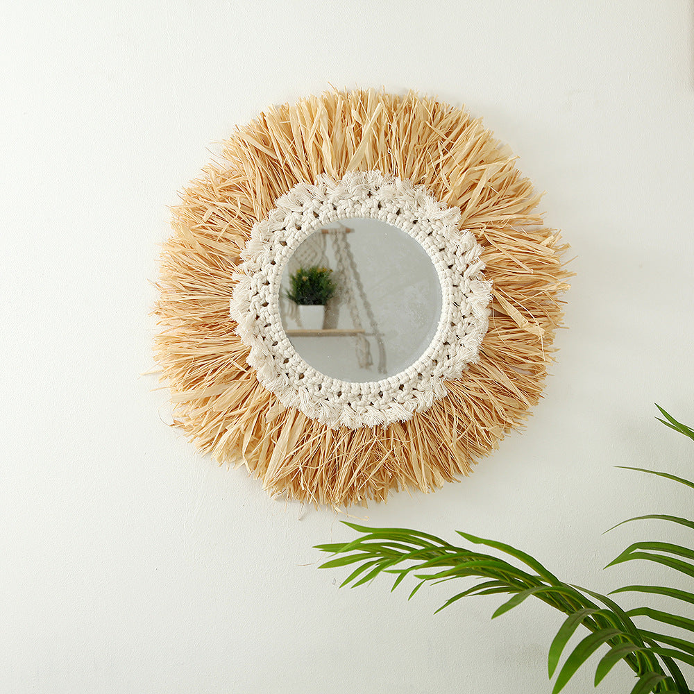 Decorative Macrame Sunburst Wall Mirror | High & Bury
