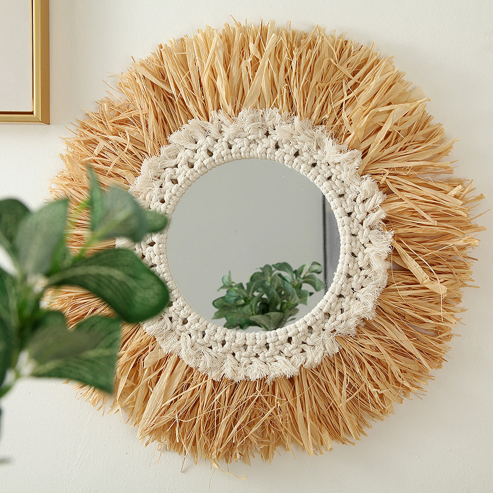 Decorative Macrame Sunburst Wall Mirror | High & Bury
