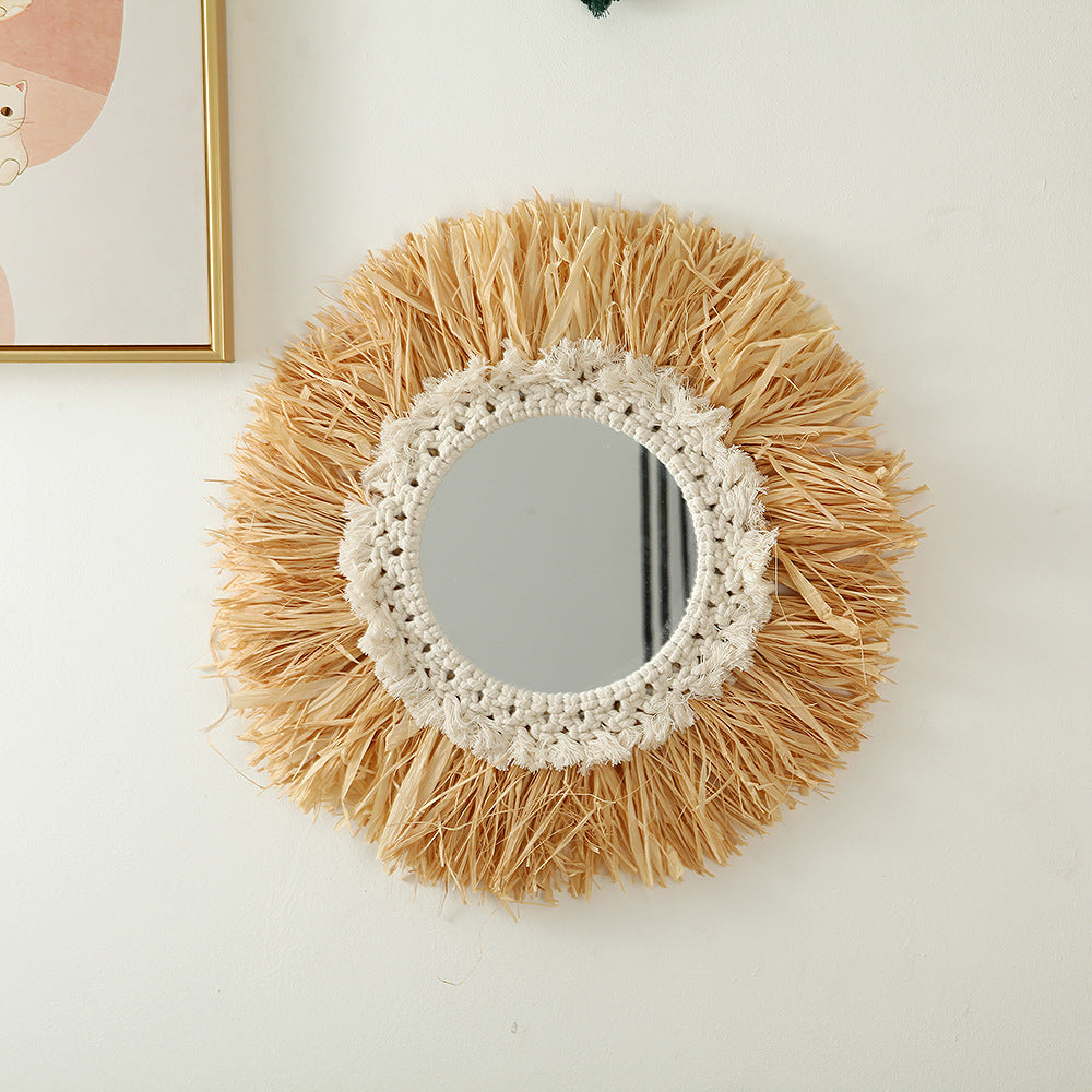 Decorative Macrame Sunburst Wall Mirror | High & Bury