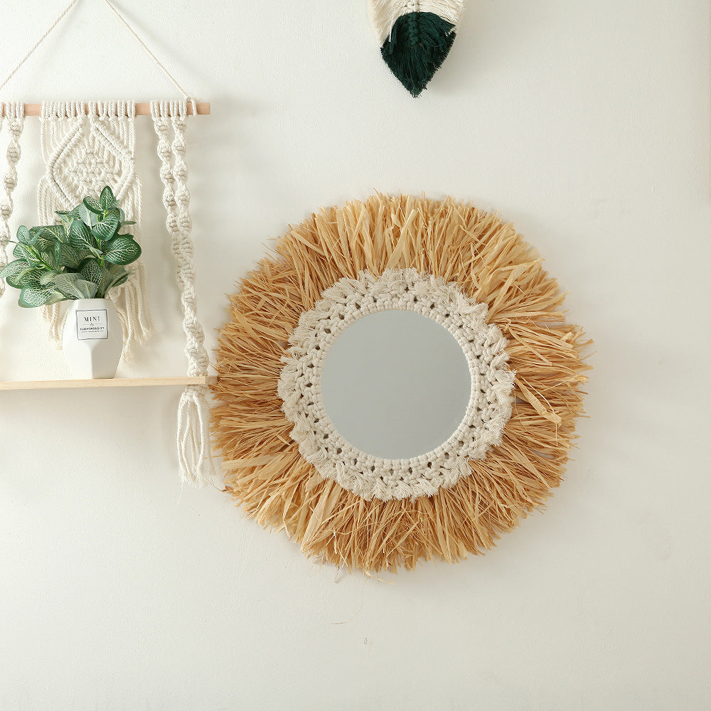 Decorative Macrame Sunburst Wall Mirror | High & Bury