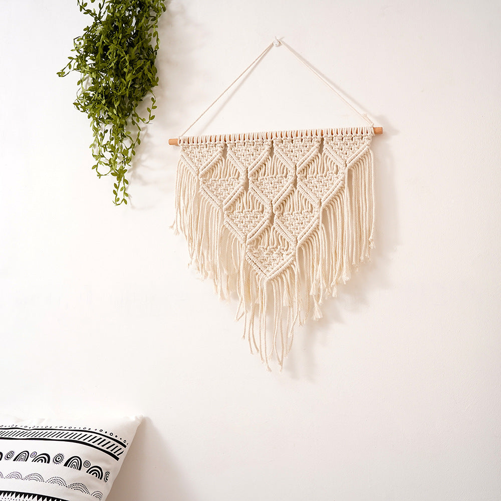 Decorative Macrame Wall Hanging Art A50 50Cm Off-White | High & Bury