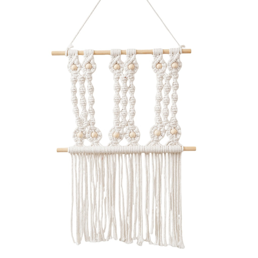 Decorative Macrame Wall Hanging Art with Natural Beaded Detailing | High & Bury