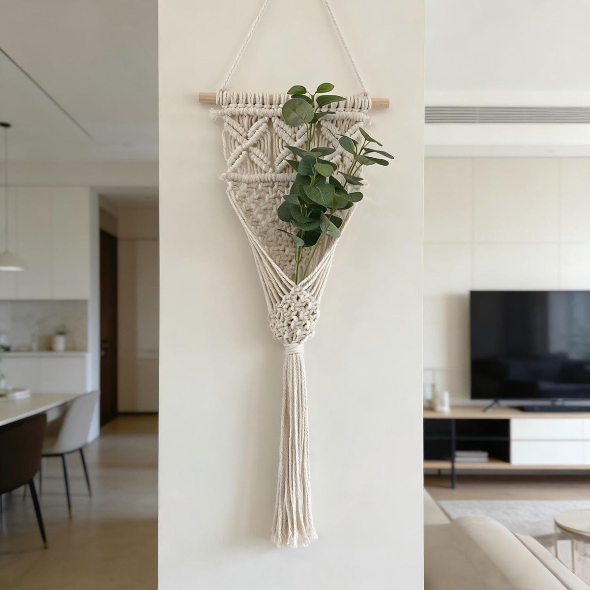 Decorative Macrame Wall Hanging with Elegant Fringed Tassels | High & Bury