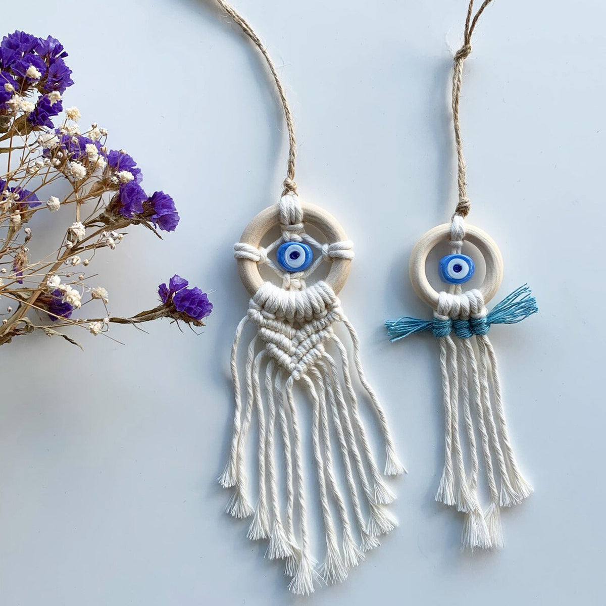Decorative Macrame Wall Hanging with Evil Eye Design | High & Bury