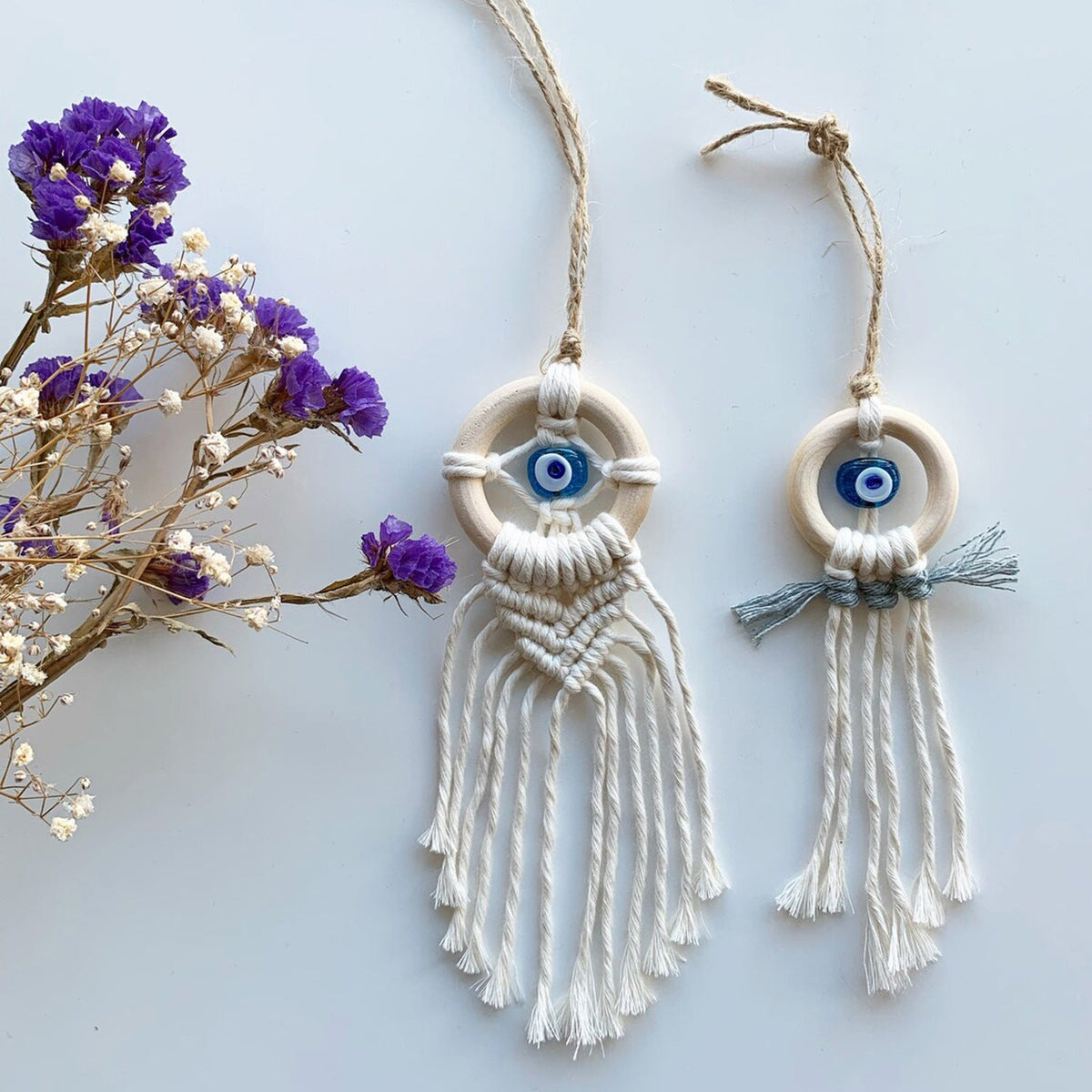Decorative Macrame Wall Hanging with Evil Eye Design | High & Bury