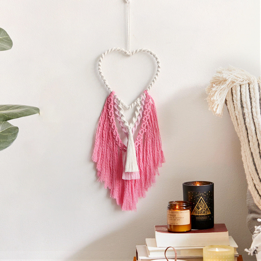 Decorative Macrame Wall Hanging with Heart Design | High & Bury