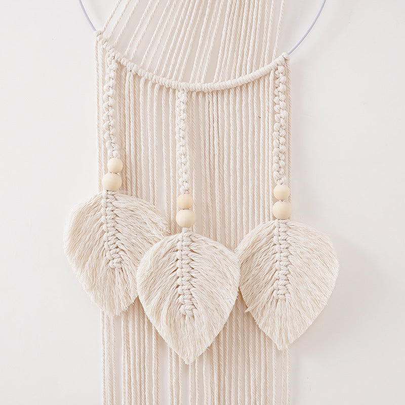Decorative Macrame Wall Hanging with Leaf Accents | High & Bury