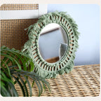 Decorative Macrame Wall Mirror Green | High & Bury
