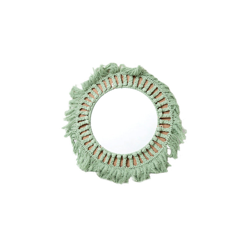Decorative Macrame Wall Mirror Green | High & Bury
