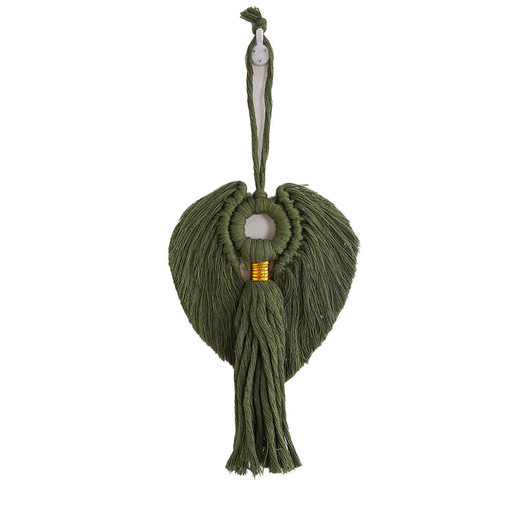 Decorative Macrame Wall Ornament Angel Green | High & Bury
