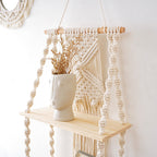 Decorative Macrame Wall Shelf Purple Off White | High & Bury