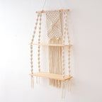 Decorative Macrame Wall Shelf Purple Off White | High & Bury